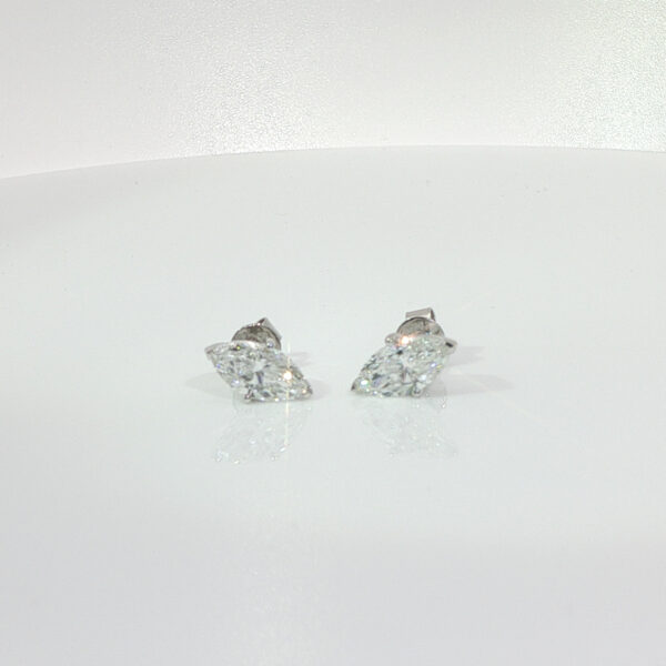 2CTW Marquise Lab Diamond Stud Earrings 18K White Gold