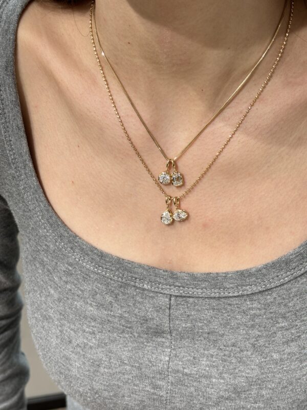 1ct Pear Shaped Lab Grown Diamond Solitaire Pendant, 18K Yellow Gold