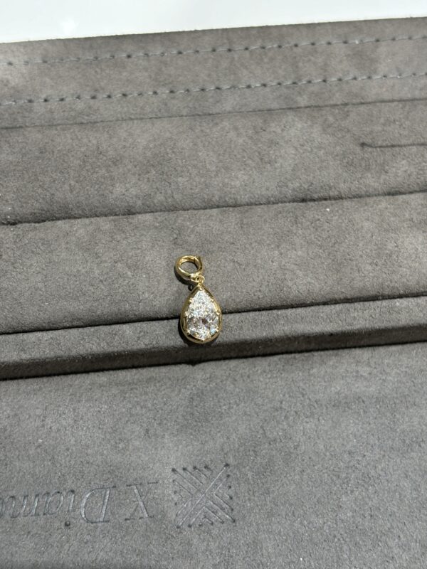1ct Pear Shaped Lab Grown Diamond Solitaire Pendant, 18K Yellow Gold