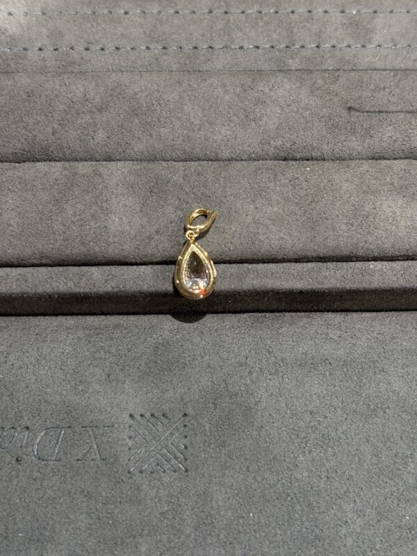 1ct Pear Shaped Lab Grown Diamond Solitaire Pendant, 18K Yellow Gold