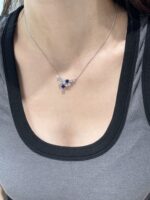 Lab Grown Sapphire Cluster Necklace in 18K Gold Setting