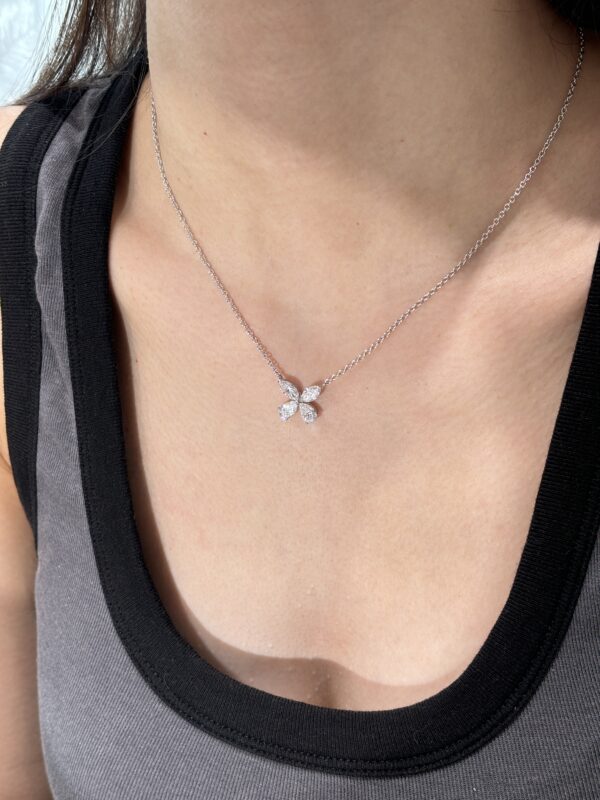 2 CTW Marquise Cut Lab-Grown Diamond Butterfly Pendant, Solid 18K Gold Setting