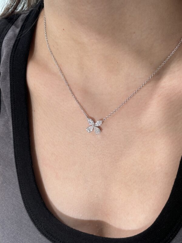 2 CTW Marquise Cut Lab-Grown Diamond Butterfly Pendant, Solid 18K Gold Setting