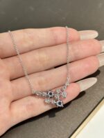 Lab Grown Sapphire Cluster Necklace in 18K Gold Setting