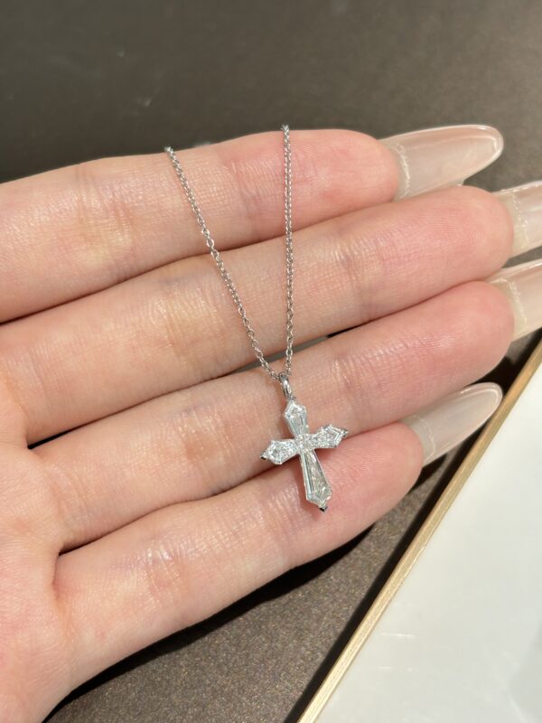 2 CTW Lab-Grown Diamond Cross Pendant in Solid 18K White Gold