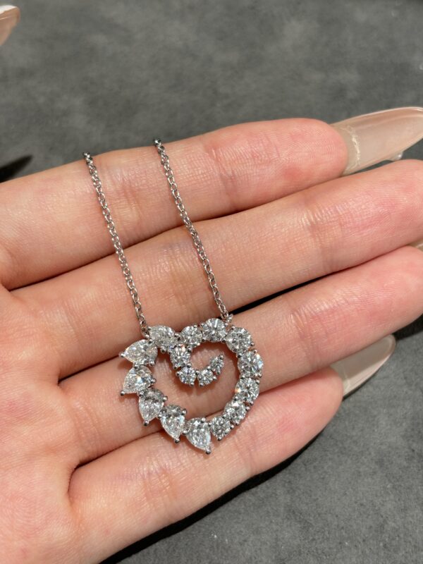 2 CTW Heart Necklace 18K White Gold