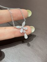 18K Gold Inlaid Butterfly Teardrop Necklace
