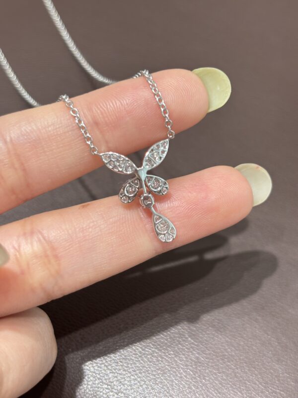 18K Gold Inlaid Butterfly Teardrop Necklace