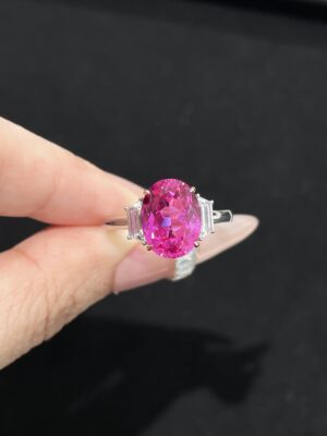 4 Carat Oval Lab-Grown Ruby Ring in 18K White Gold