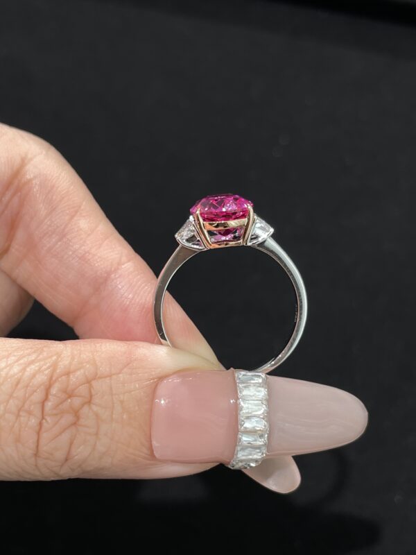 4 Carat Oval Lab-Grown Ruby Ring in 18K White Gold
