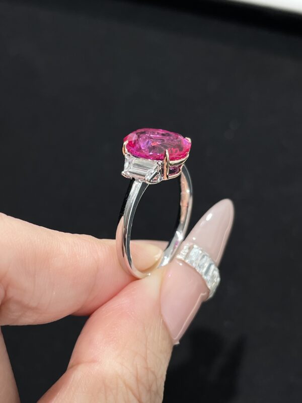 4 Carat Oval Lab-Grown Ruby Ring in 18K White Gold