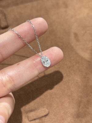 1CT Oval Lab Grown Diamond Solitaire Necklace, 18K White Gold