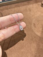 1CT Oval Lab Grown Diamond Solitaire Necklace, 18K White Gold