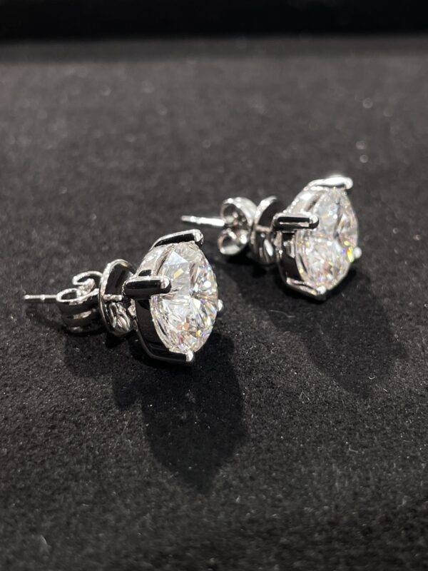8CT TW Lab Grown Diamond Solitaire Stud Earrings in 18K White Gold