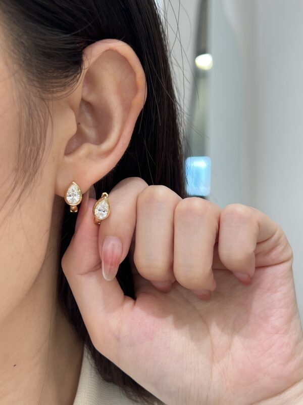 1ctw Pear Lab Grown Diamond Hoop Earrings, 18K Yellow Gold