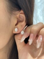2CTW Lab Grown Oval Diamond Stud Earrings in 18K White Gold Setting