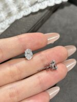2CTW Lab Grown Oval Diamond Stud Earrings in 18K White Gold Setting