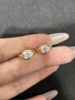 1ctw Pear Lab Grown Diamond Hoop Earrings, 18K Yellow Gold