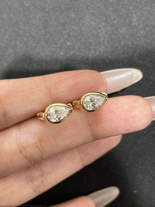1ctw Pear Lab Grown Diamond Hoop Earrings, 18K Yellow Gold