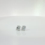 2CTW Lab Grown Oval Diamond Stud Earrings in 18K White Gold Setting
