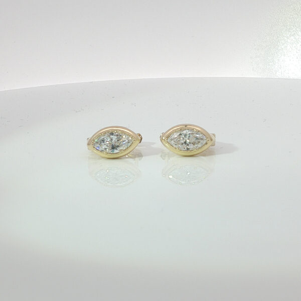 1ctw Marquise Lab Grown Diamond Hoops, 18K Yellow Gold