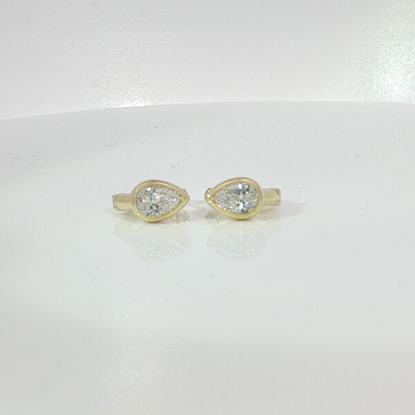 1ctw Pear Lab Grown Diamond Hoop Earrings, 18K Yellow Gold
