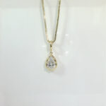 1ct Pear Shaped Lab Grown Diamond Solitaire Pendant, 18K Yellow Gold