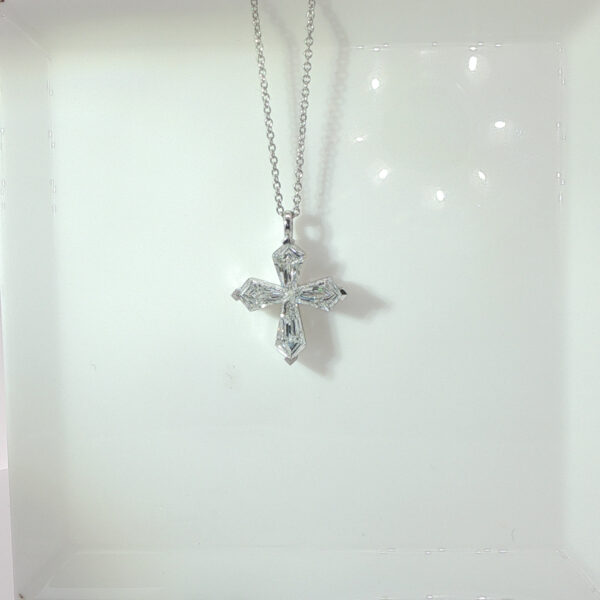 2 CTW Lab-Grown Diamond Cross Pendant in Solid 18K White Gold