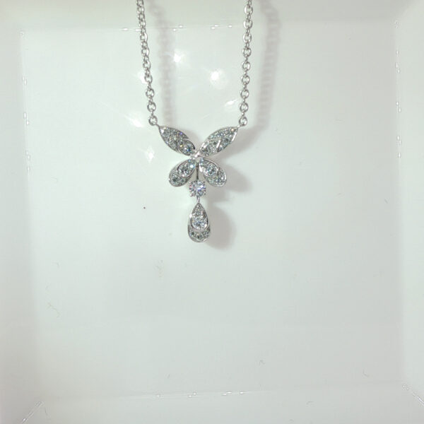 18K Gold Inlaid Butterfly Teardrop Necklace