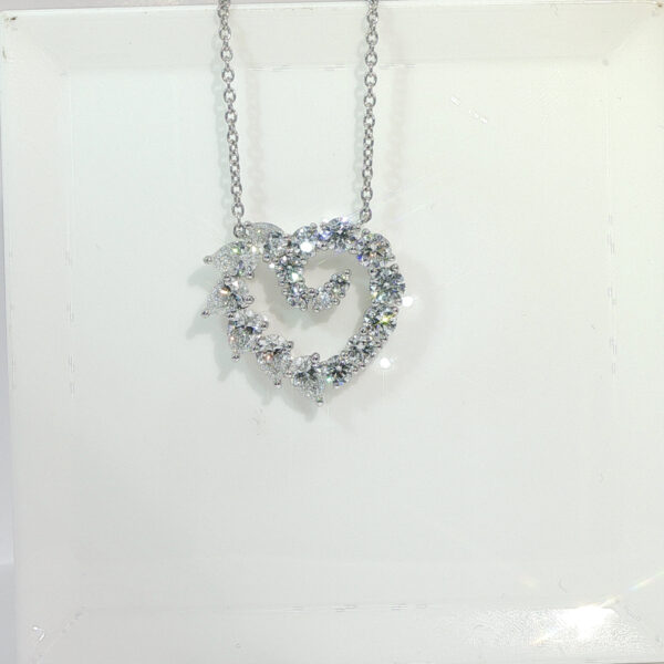2 CTW Heart Necklace 18K White Gold