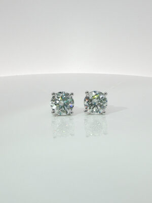 8CT TW Lab Grown Diamond Solitaire Stud Earrings in 18K White Gold