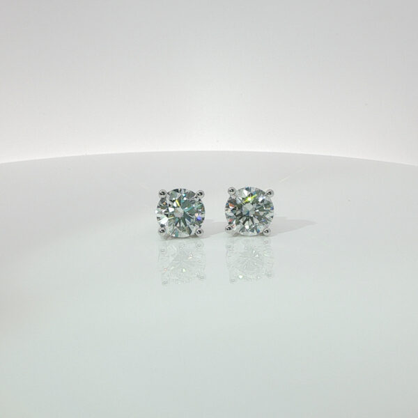 8CT TW Lab Grown Diamond Solitaire Stud Earrings in 18K White Gold