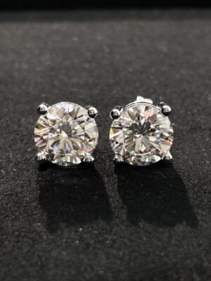 8CT TW Lab Grown Diamond Solitaire Stud Earrings in 18K White Gold