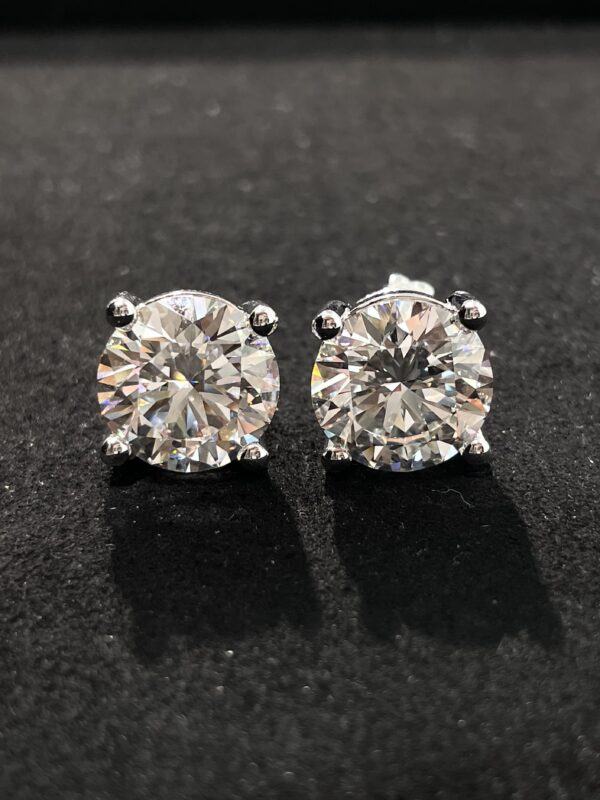 8CT TW Lab Grown Diamond Solitaire Stud Earrings in 18K White Gold